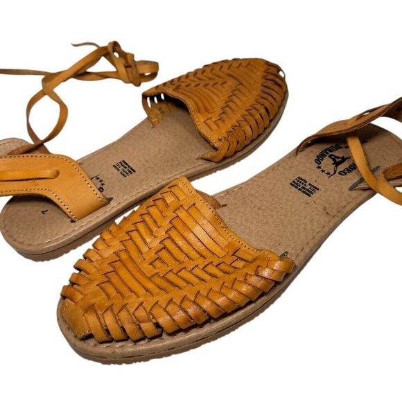 New Rodeo Durango Woven Leather Huarache Sandals Fit Women's 10 Made in Mexico - Picture 2 of 4
